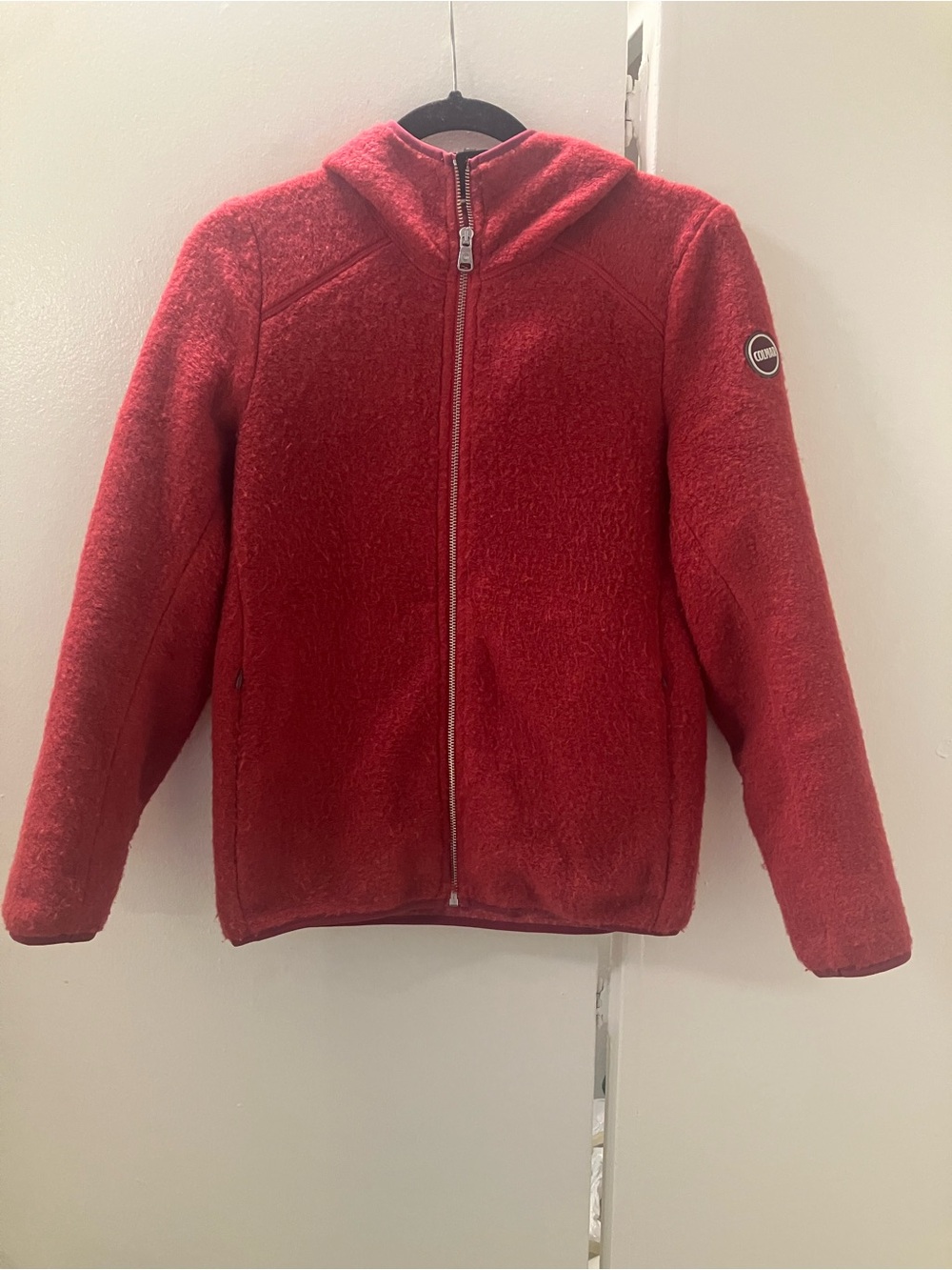 Colmar Italy Womens Dark Berry Fleece Hooded Full Zip Jacket Sz S USED.
